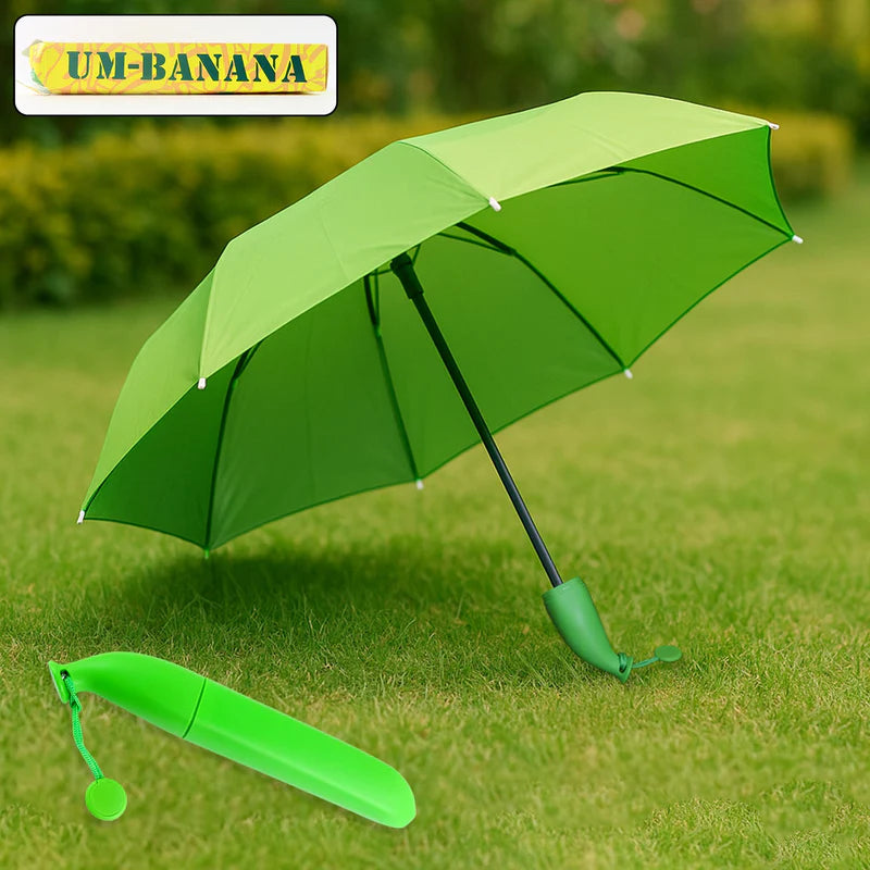 Green Stylish Banana Shaped Mini Foldable Umbrella