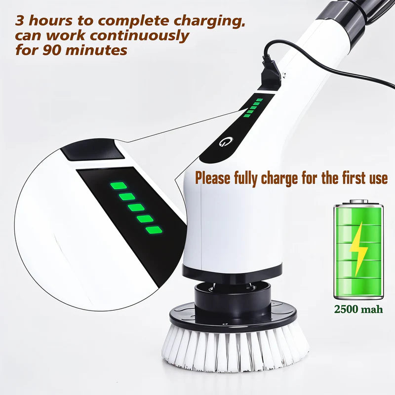 7-in-1 Electric Spin Scrubber Cleaning Brush with Extension Handle