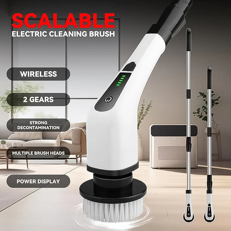 7-in-1 Electric Spin Scrubber Cleaning Brush with Extension Handle