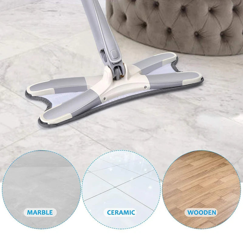 Adjustable 360° Flat Hand Mop: Floors, Walls, Ceilings (Easy Squeeze)