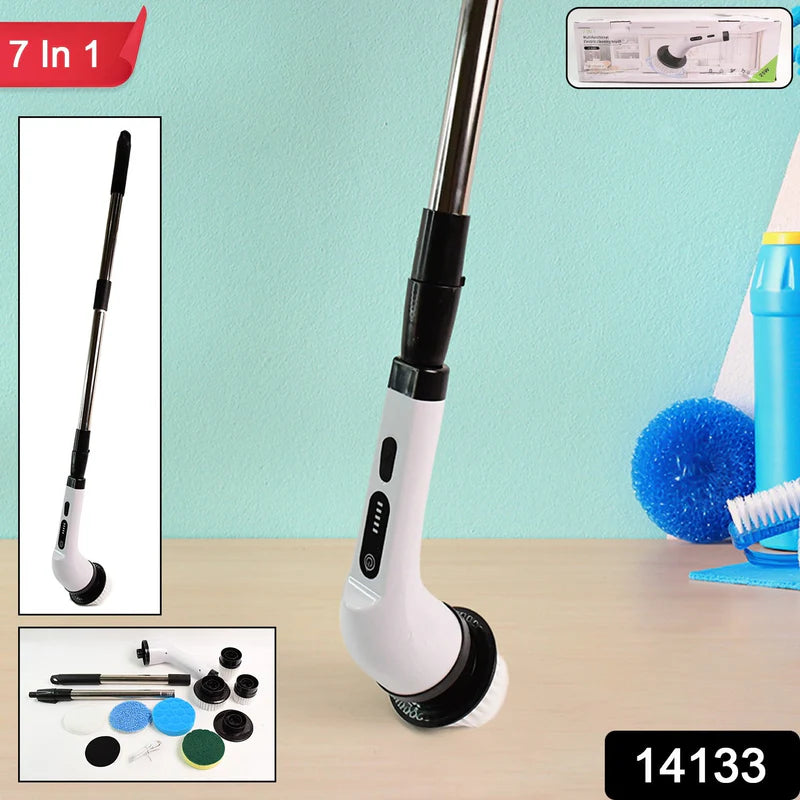 7-in-1 Electric Spin Scrubber Cleaning Brush with Extension Handle