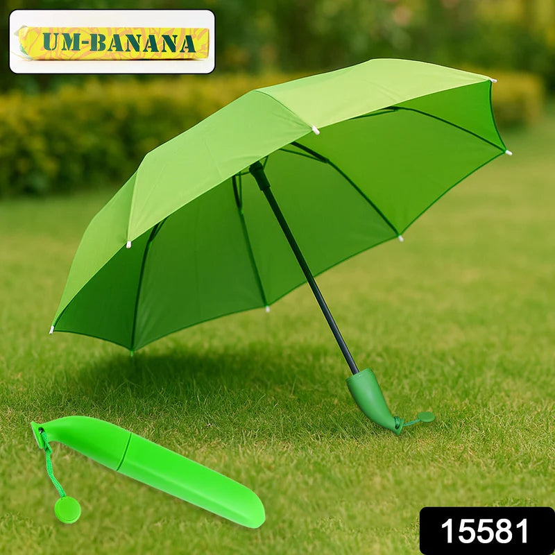 Green Stylish Banana Shaped Mini Foldable Umbrella