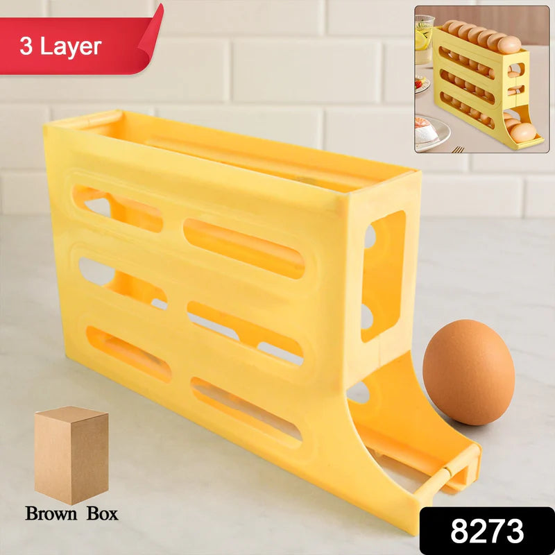 3-Layer Rolling Egg Storage Rack Dispenser (1 Pc)