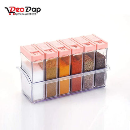 Plastic Spice Jars (6 pcs, 14x22x8cm, Multicolour)