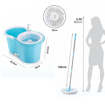 Plastic Spinner Bucket Mop 360 Degree Self Spin Wringing with 2 Absorbers for Home and Office Floor Cleaning Mops Set