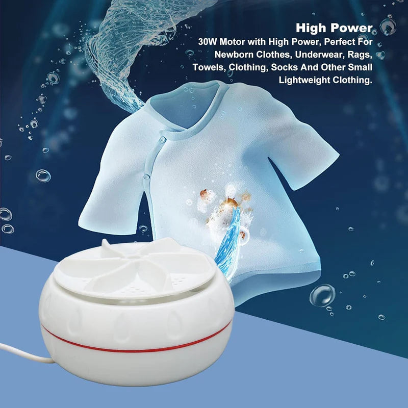 Mini Turbo Washing Machine – Portable USB-Powered Washer for Home, Camping, College & Small Spaces